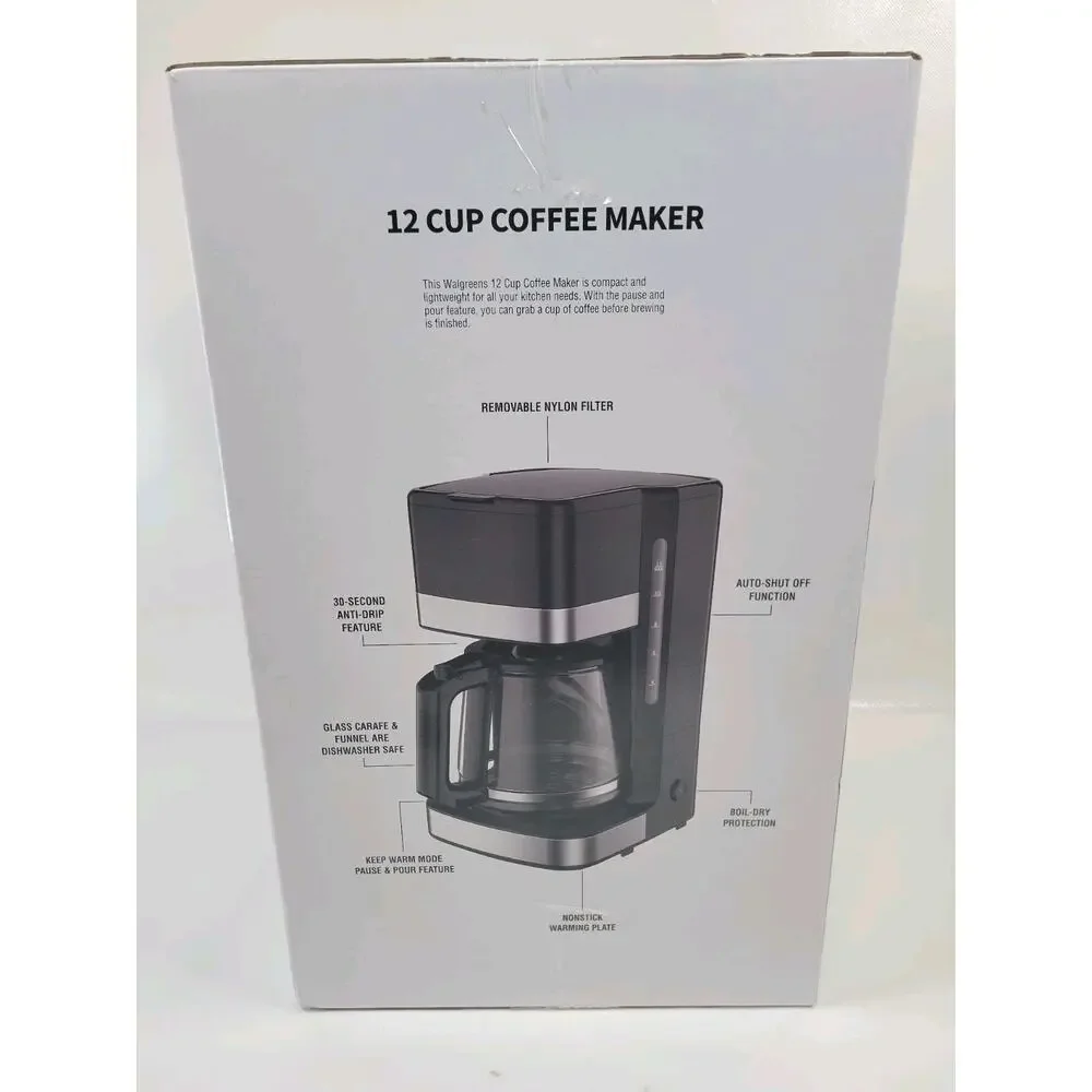 12 Cup Coffee Maker Pause & Pour Nonstick Warming Plate Drip Machine Kitchen